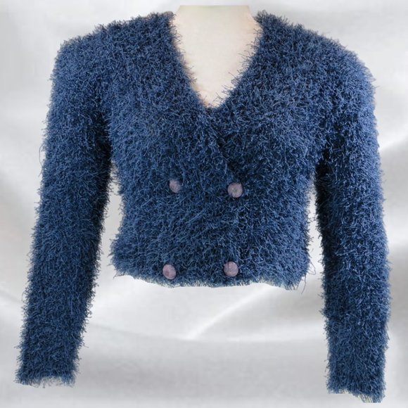 antoine by Akopian Blue Crop Top in Size Small - Picture 1 of 5